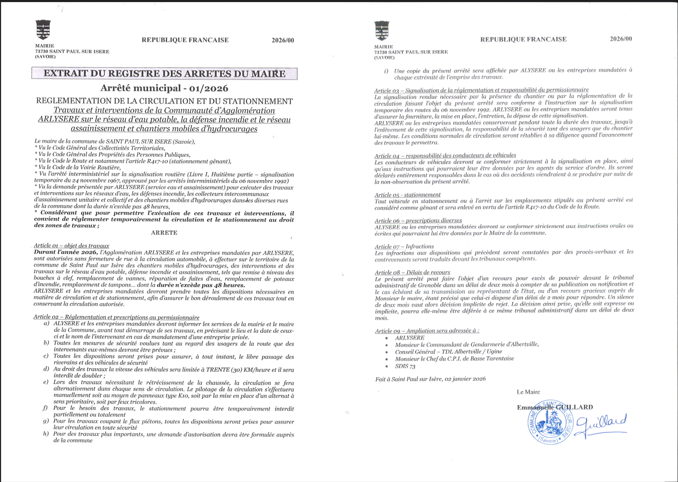 AM 01.2026 TVX ARLYSERE RESEAUX 2026